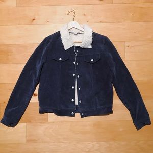 Faux fur lined velvet jacket